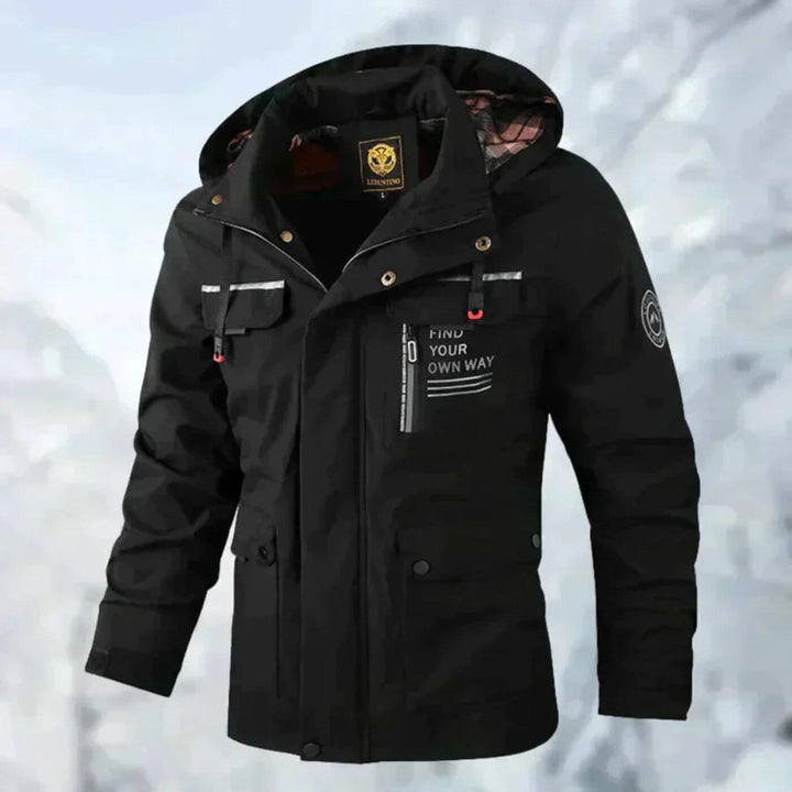 Warme Gefütterte Herren Winterjacke mit Kapuze