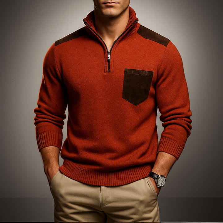 Herren Viertelzip-Pullover mit Kontrastdetails - Hoher Kragen und Moderne Passform