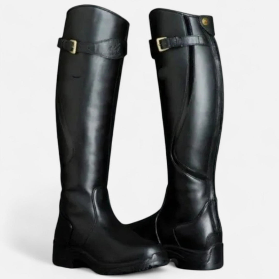 Elegante Damen Kniehohe Stiefel mit Absatz - PU Leder