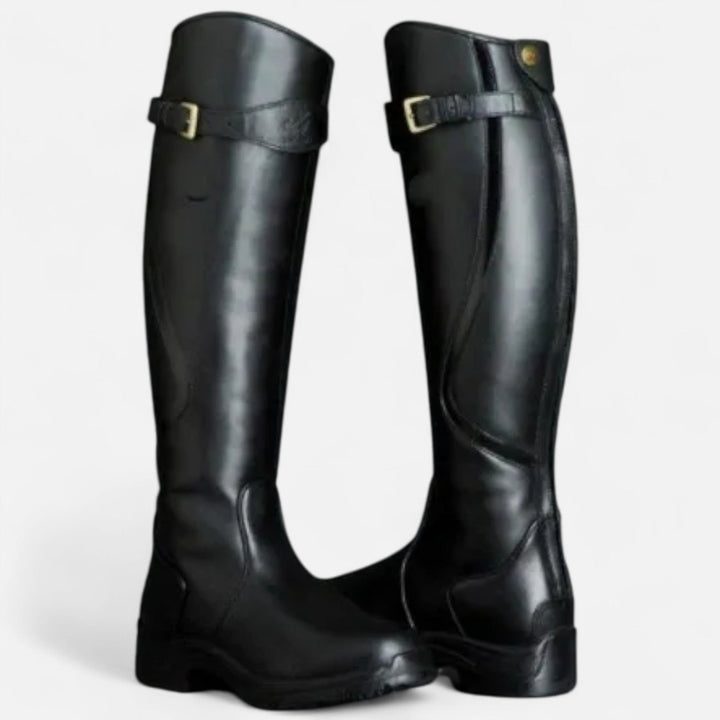 Elegante Damen Kniehohe Stiefel mit Absatz - PU Leder