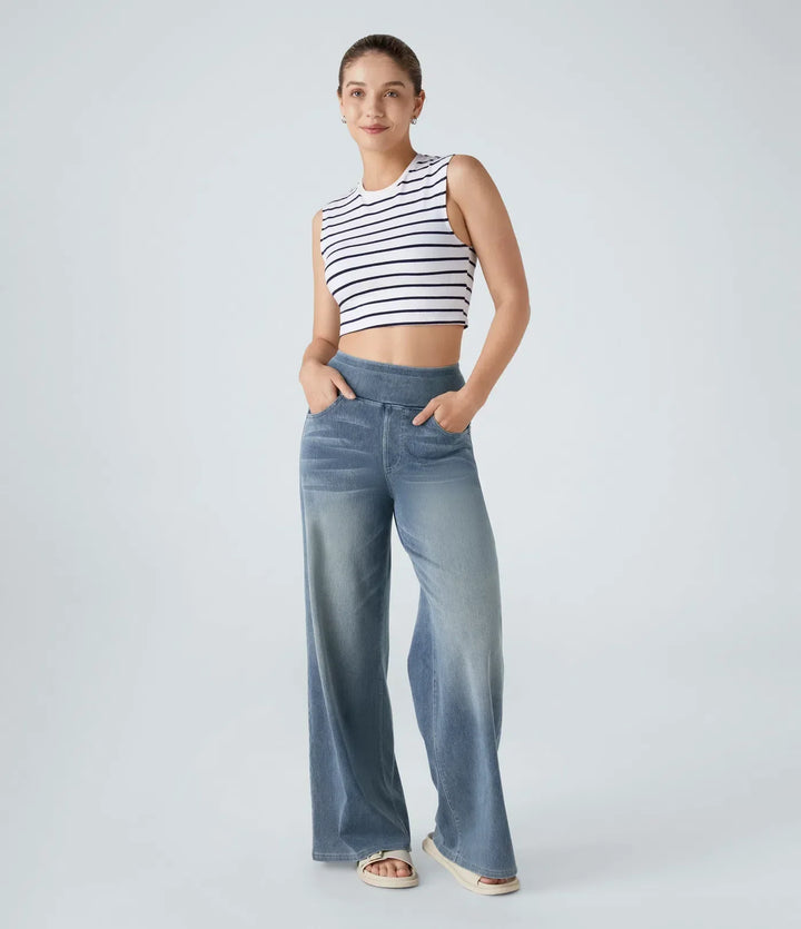 Elastische Jeans Hose mit hoher Taille für Damen