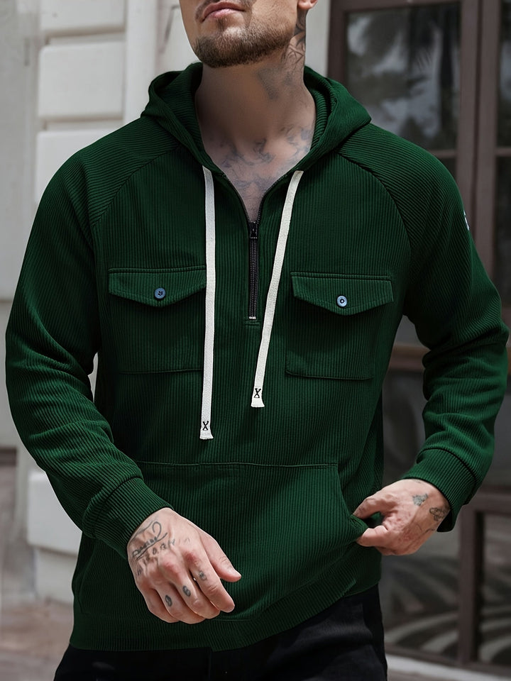 Herren Hoodie mit Quarter-Zip und Brusttaschen