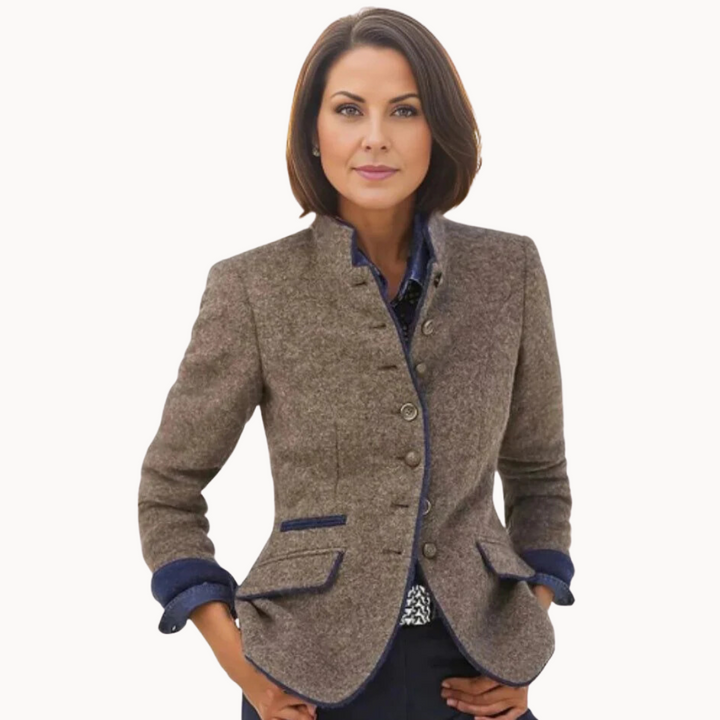 Elegante Damen Blazer-Jacke mit Kontrastbesatz - Tailliert geschnitten