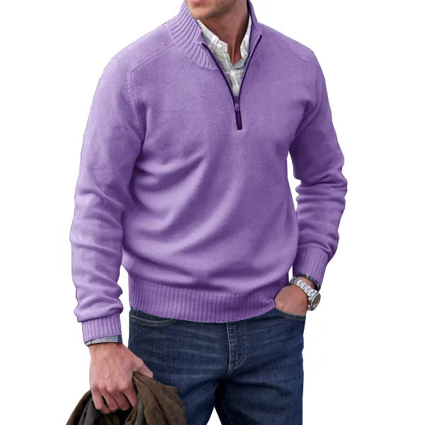 Herren Kaschmir Pullover mit Reißverschluss - Eleganter Strick-Pullover