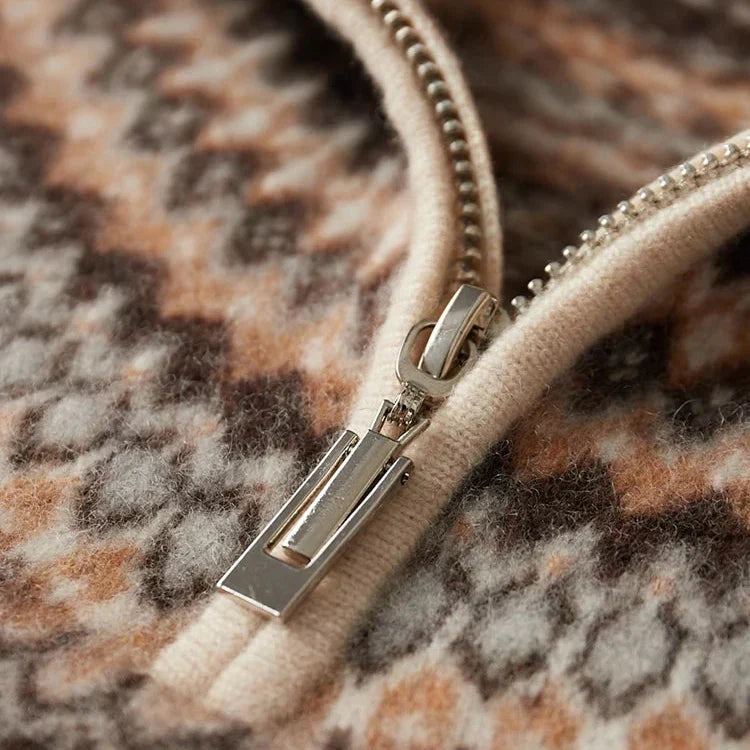 Nordischer Strickpullover mit Halbzipper für Herren