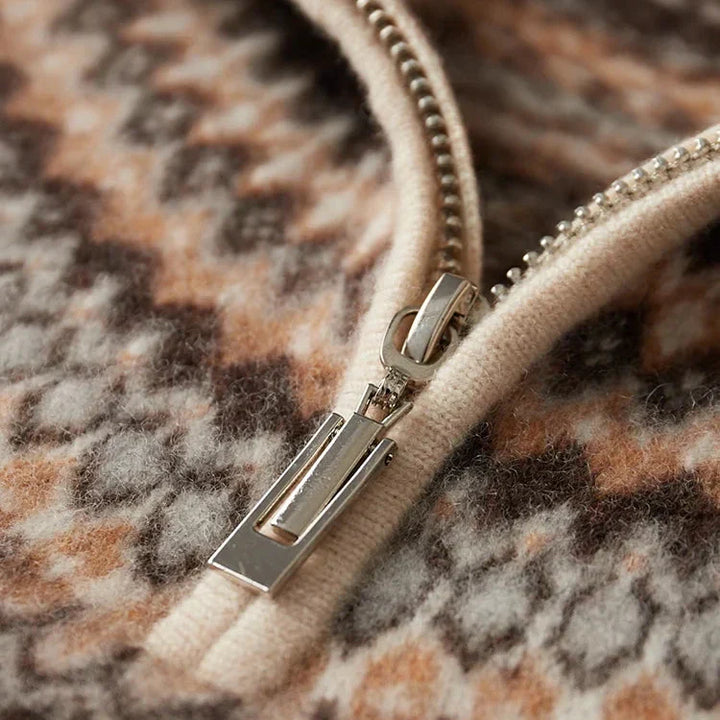 Nordischer Strickpullover mit Halbzipper für Herren