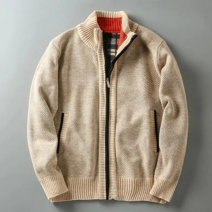 Karierte Strick-Jacke mit Futter für Herren