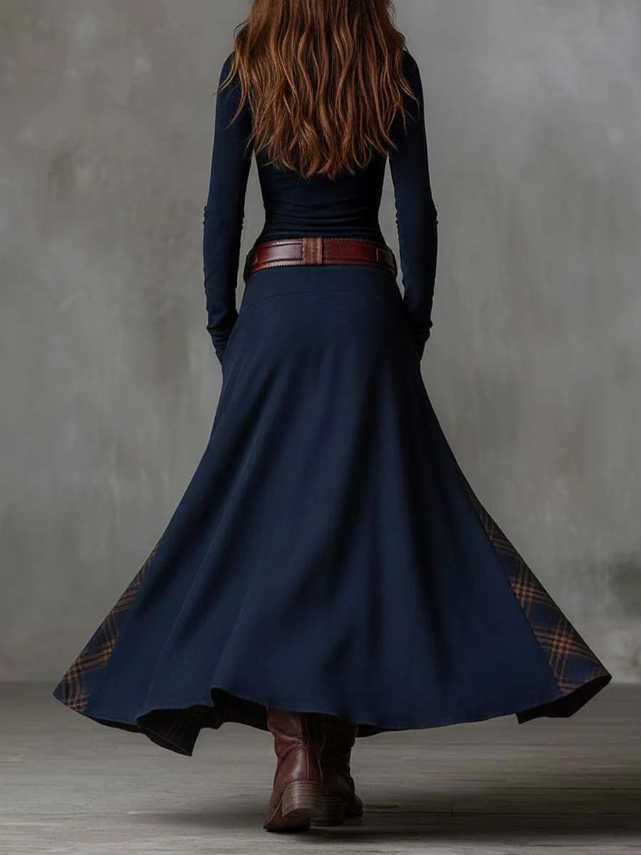 Elegantes Geknöpftes Wildleder Damen Kleid