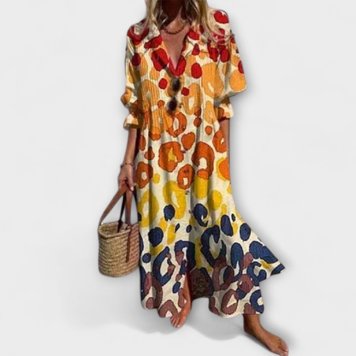 Schmeichelhaftes Damen Maxikleid mit Bauchbedeckung - Fließender Schnitt