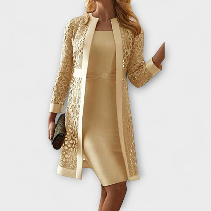 Elegantes Zweiteiliges Spitzen Damen Abendkleid