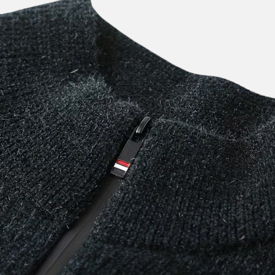 Dicker Gestreifter Half-Zip Strickpullover für Herren