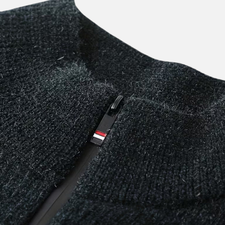 Dicker Gestreifter Half-Zip Strickpullover für Herren