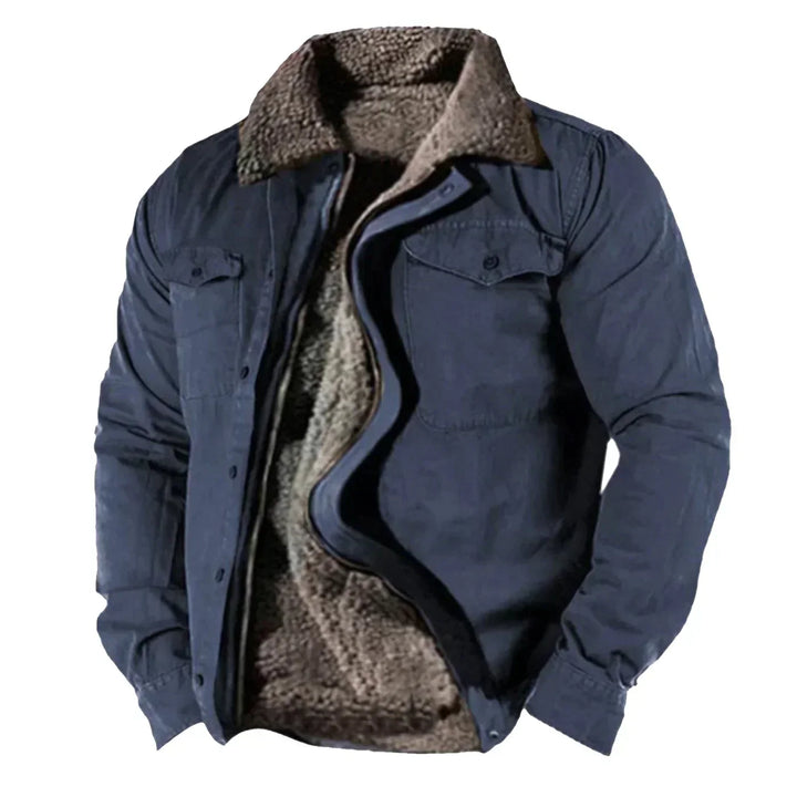 Herren Sherpa-gefütterte Utility-Jacke aus Baumwolle - Warme Winterjacke
