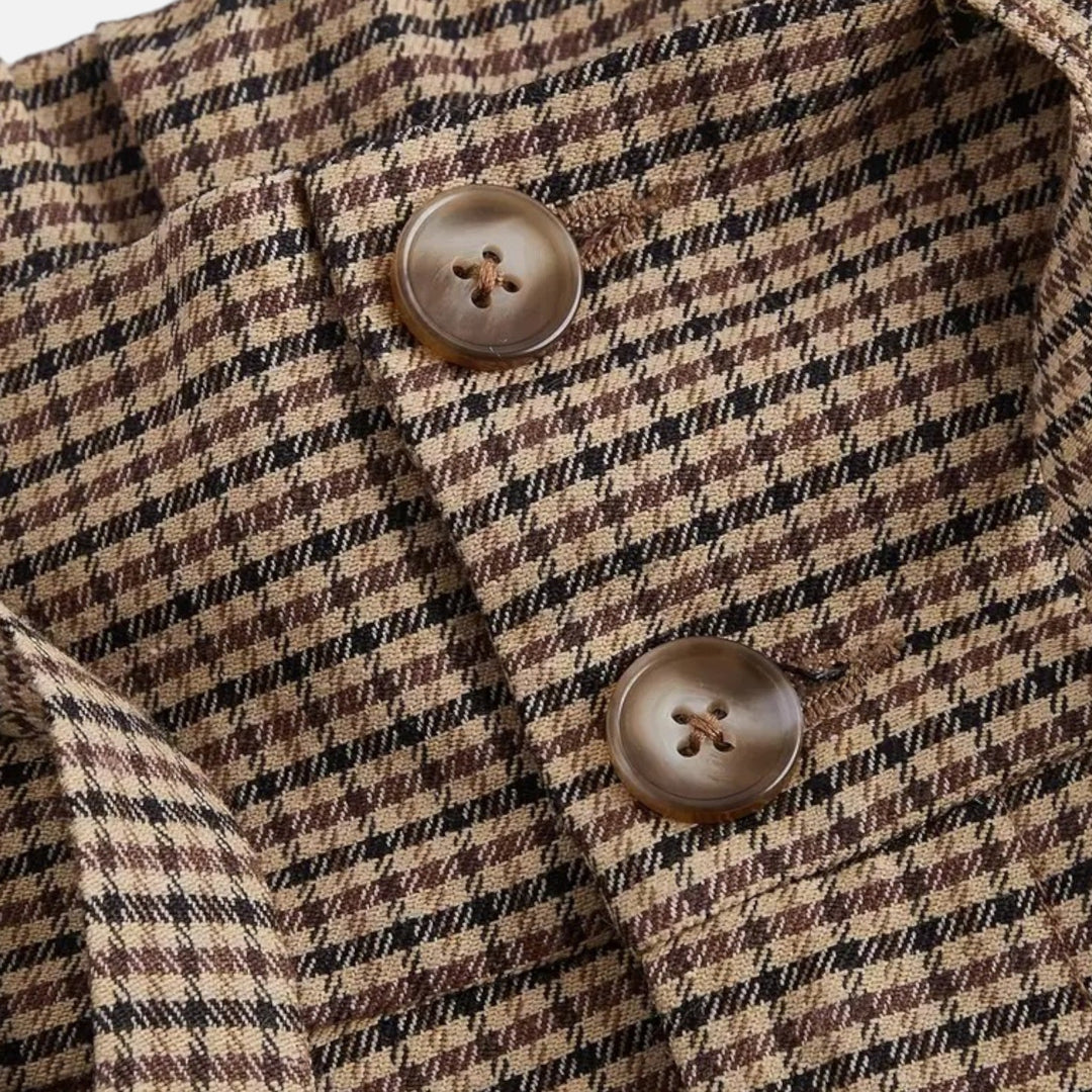 Karierte Hochbund Wide-Leg Damen Hose