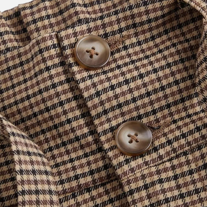 Karierte Hochbund Wide-Leg Damen Hose