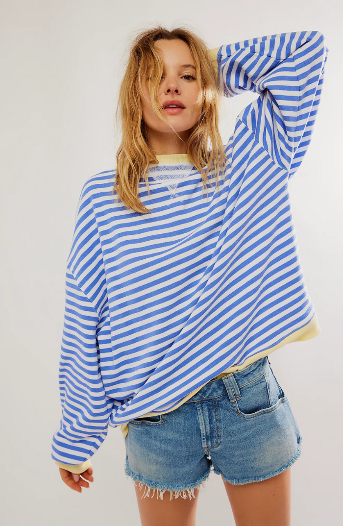 Gestreiftes Damen Sweatshirt Oversize - Lässiger Pullover mit Kontrastakzenten