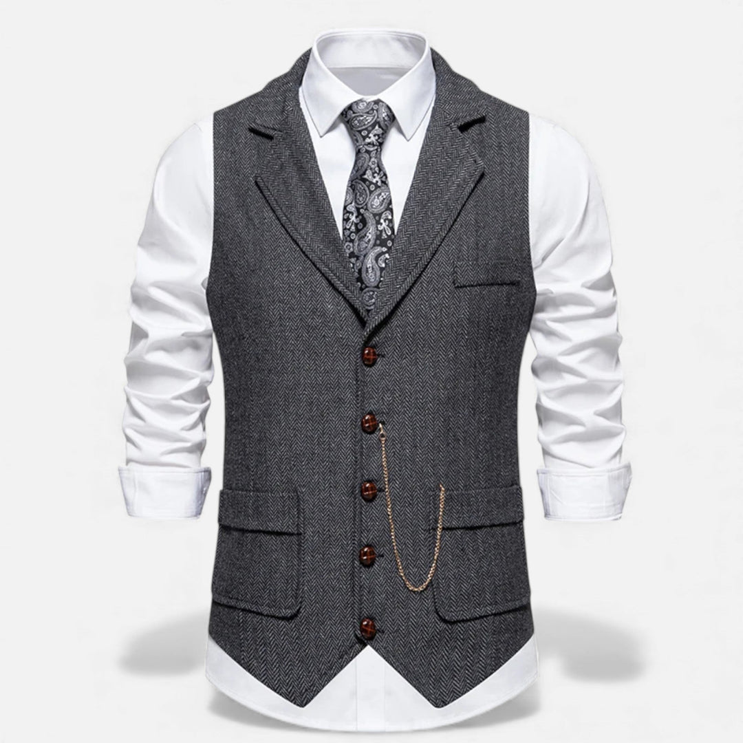 Vintage Tweed Herren Anzugweste mit Lapel-Kette