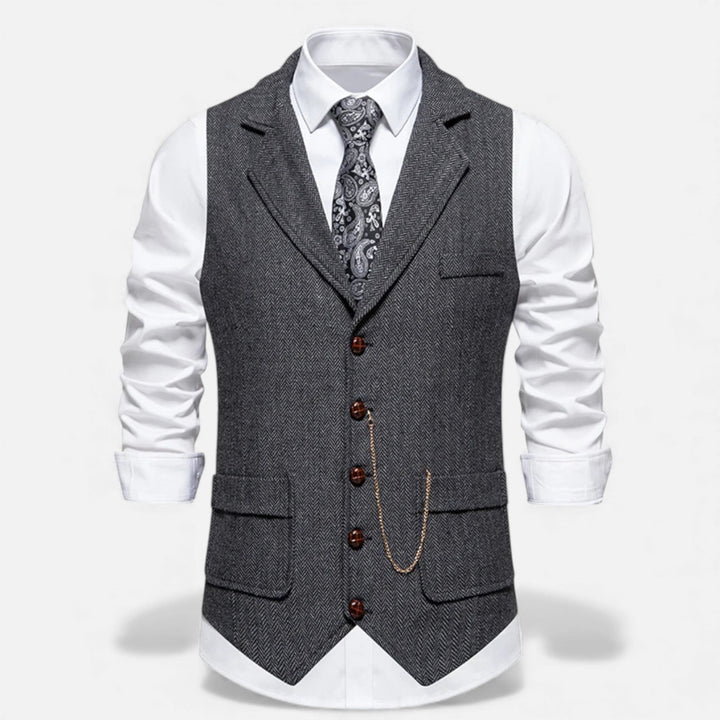 Vintage Tweed Herren Anzugweste mit Lapel-Kette