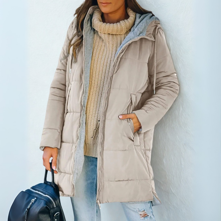 Warme Damen Daunenjacke mit Kapuze - Pufferjacke für Winter