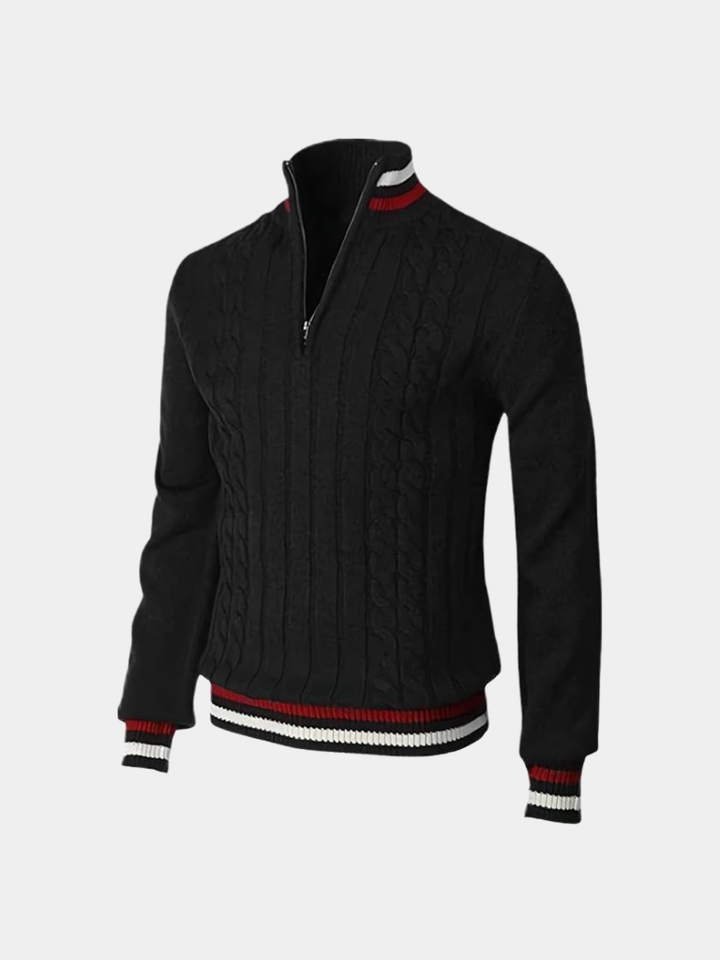 Herren Pullover mit Reißverschluss und Rollkragen - Eleganter Half-Zip Sweater