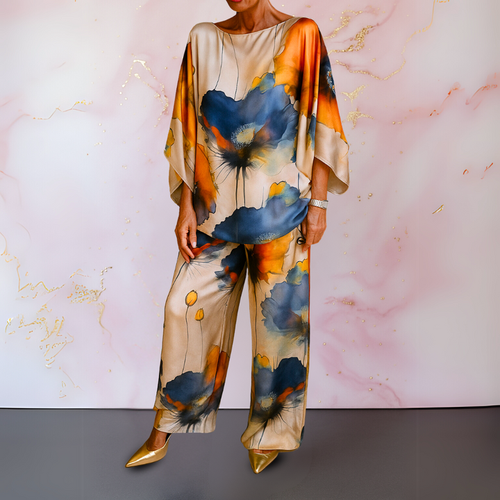 Elegantes Satin Zweiteiler Set Damen