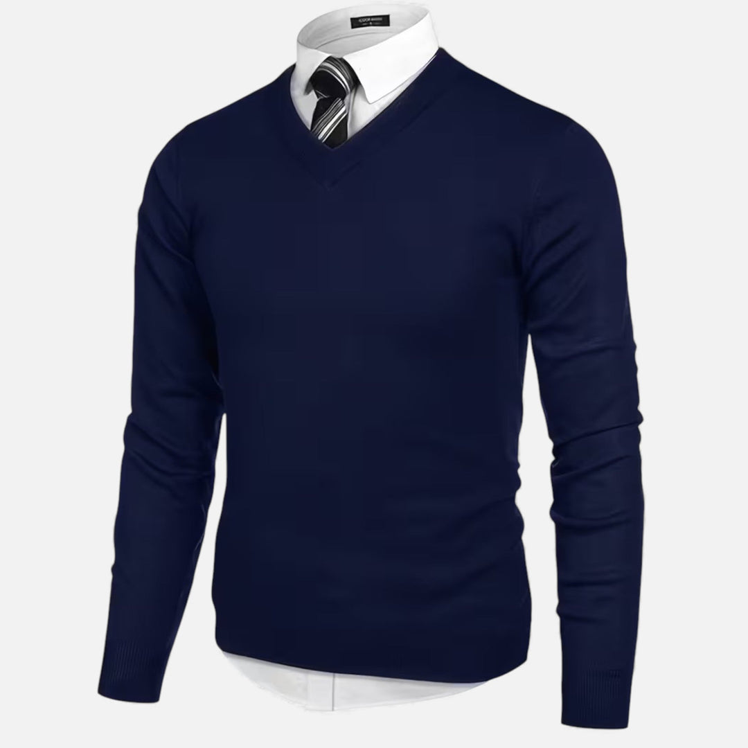 Eleganter Herren V-Ausschnitt Strickpullover