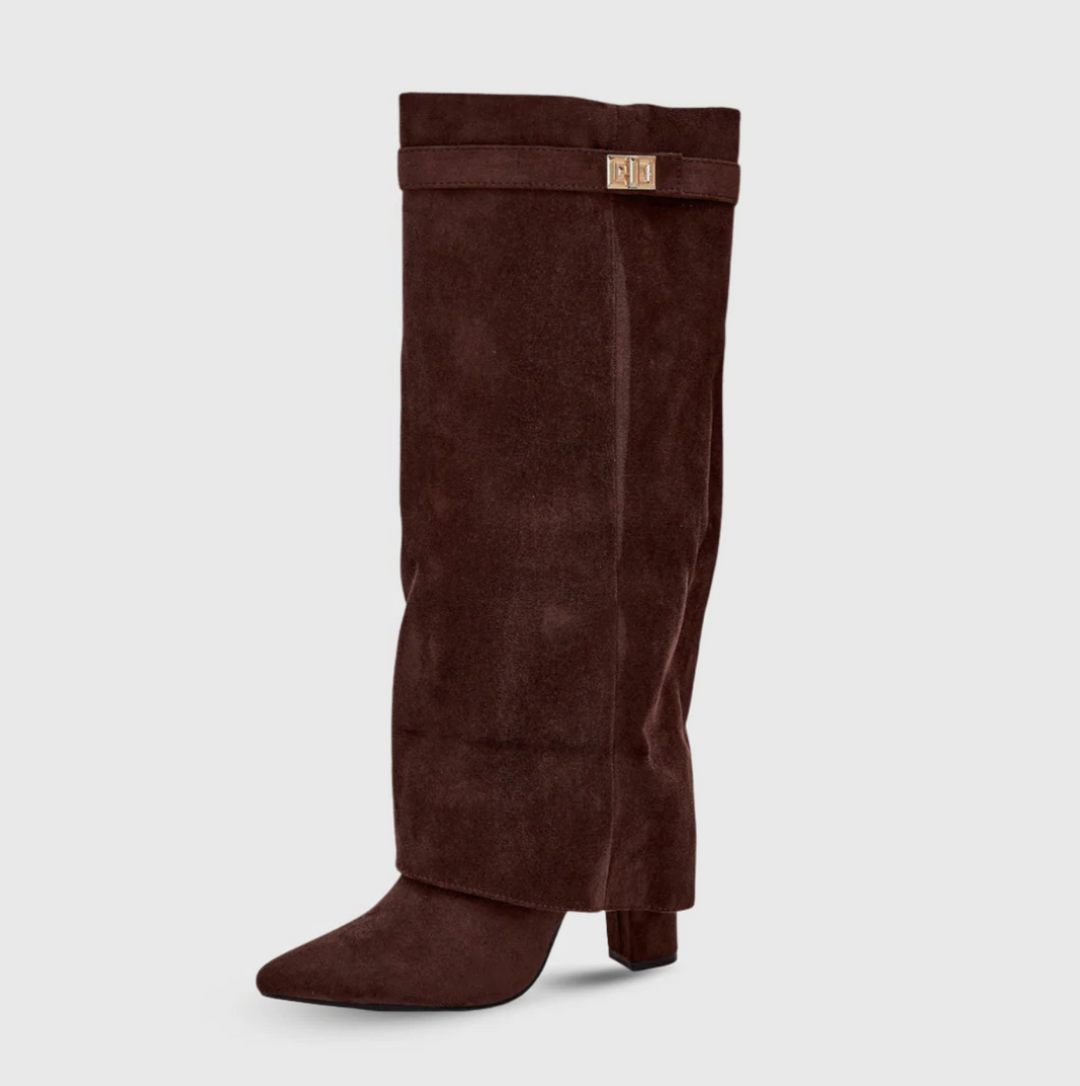 Elegante Suède Stiefel mit Blockabsatz für Damen