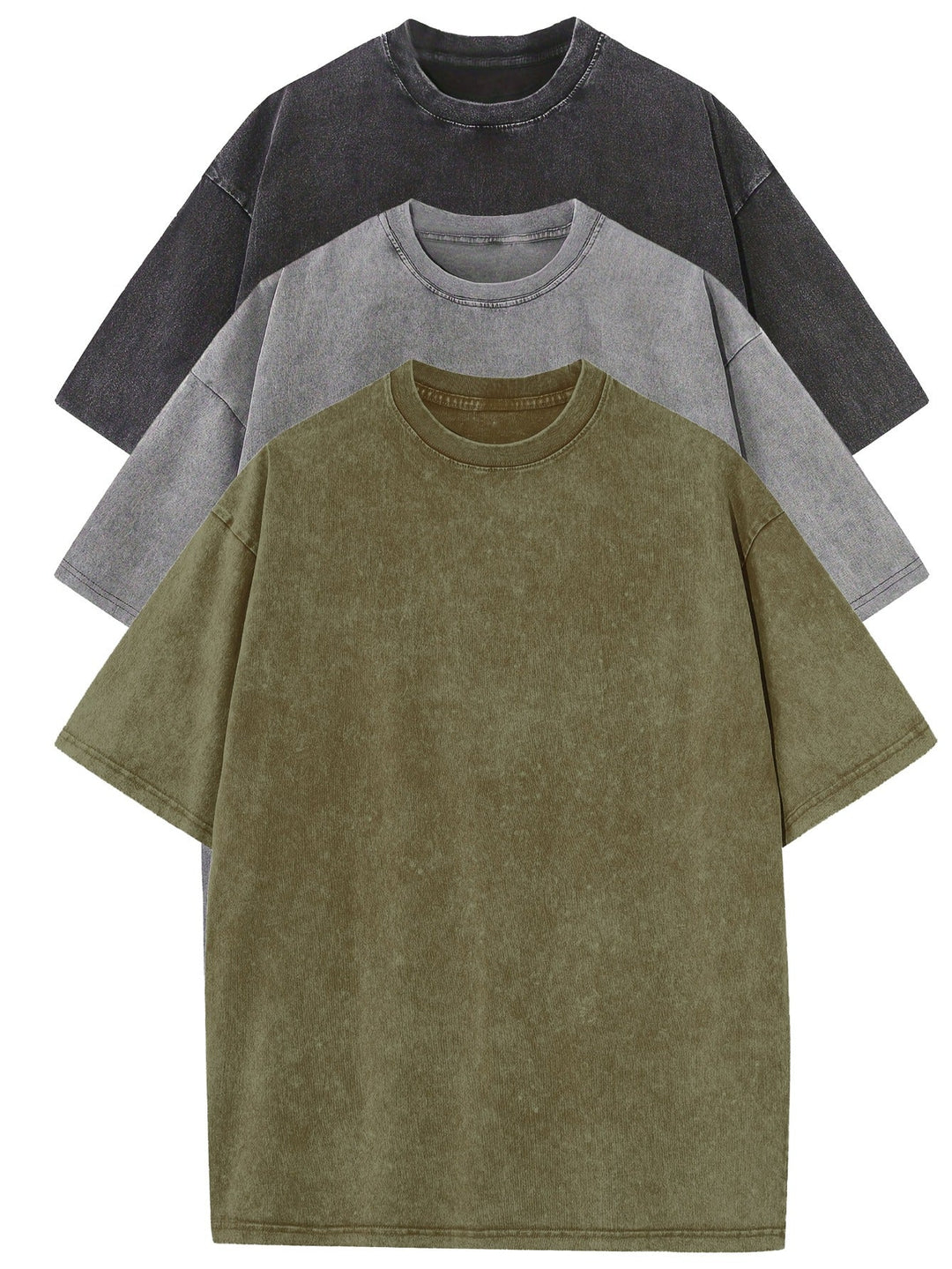 Oversized Baumwoll Basic Herren T-Shirt Set 3-teilig