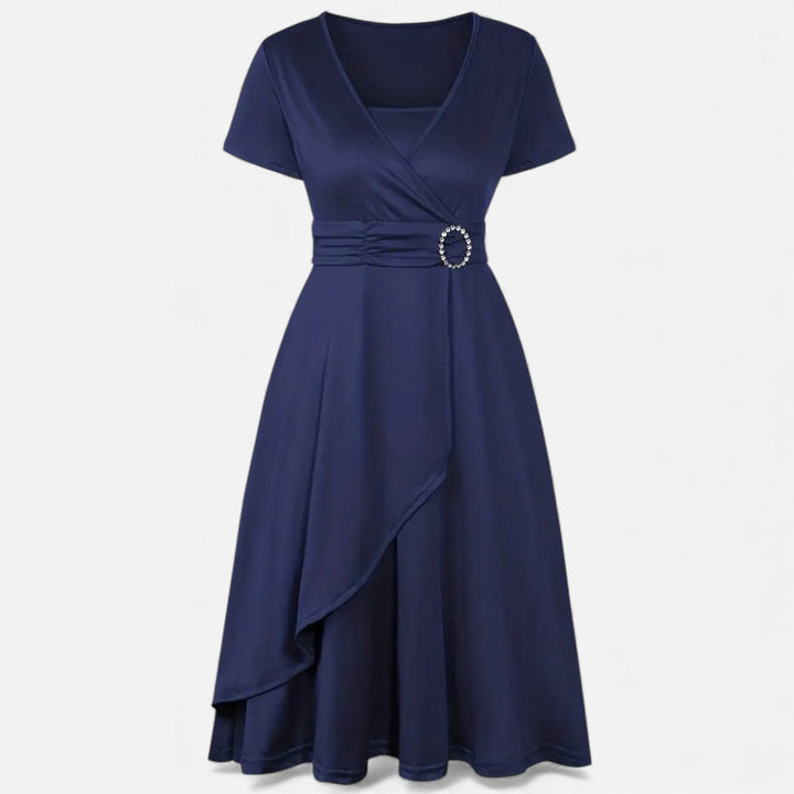 Elegantes Strass V-Ausschnitt Asymmetrisches Damen Abendkleid