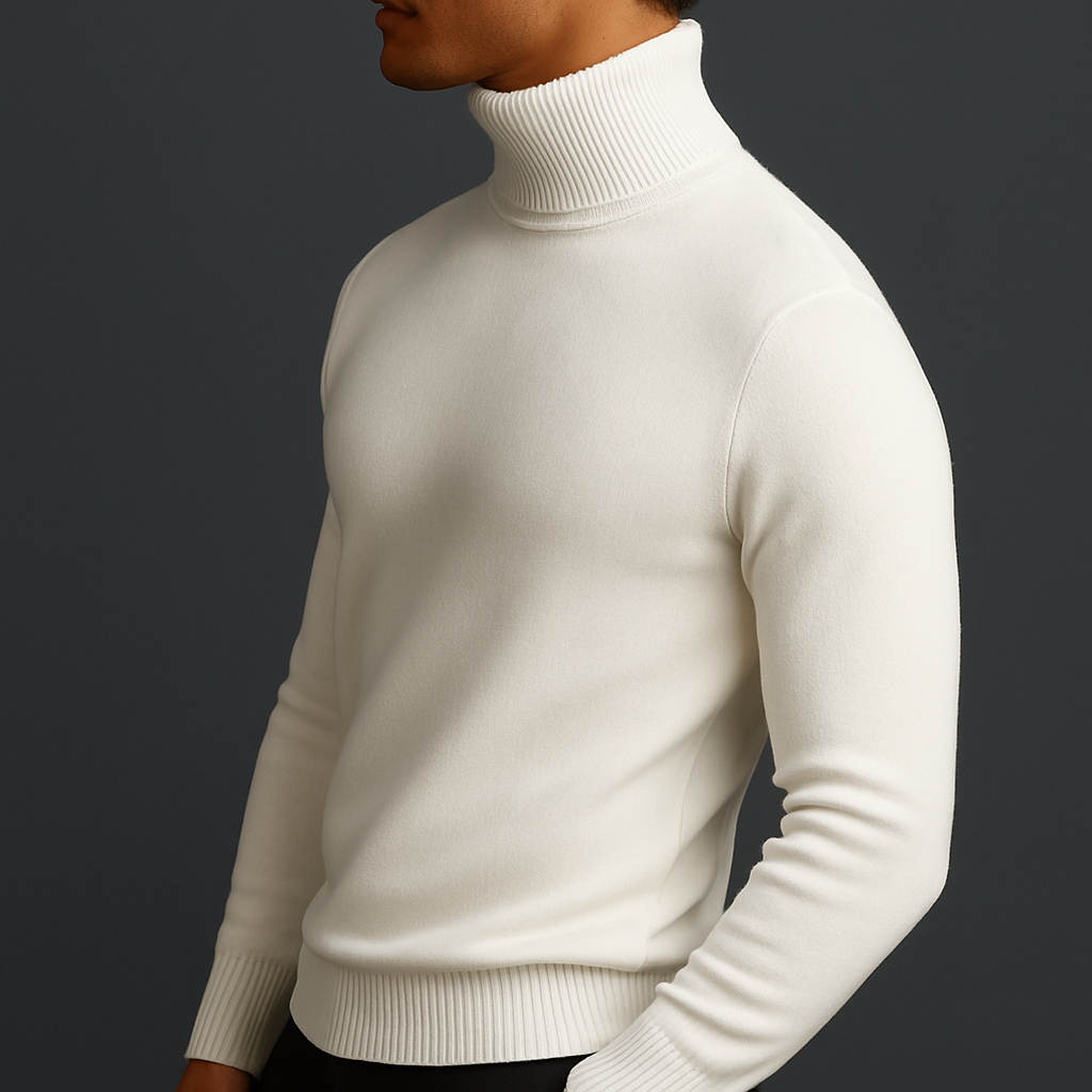 Herren Rollkragen-Pullover aus Merinowolle - Premium Qualität mit Rippdetails