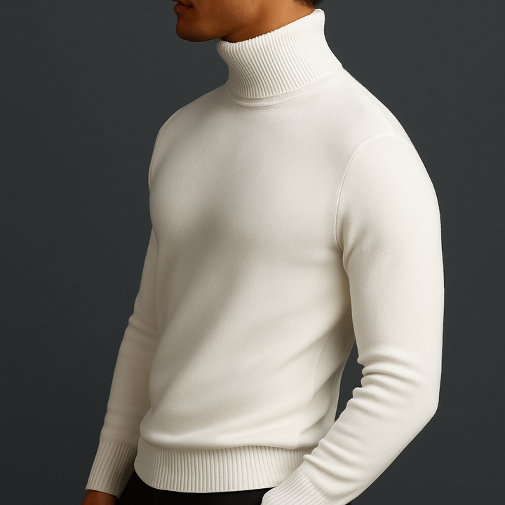 Herren Rollkragen-Pullover aus Merinowolle - Premium Qualität mit Rippdetails