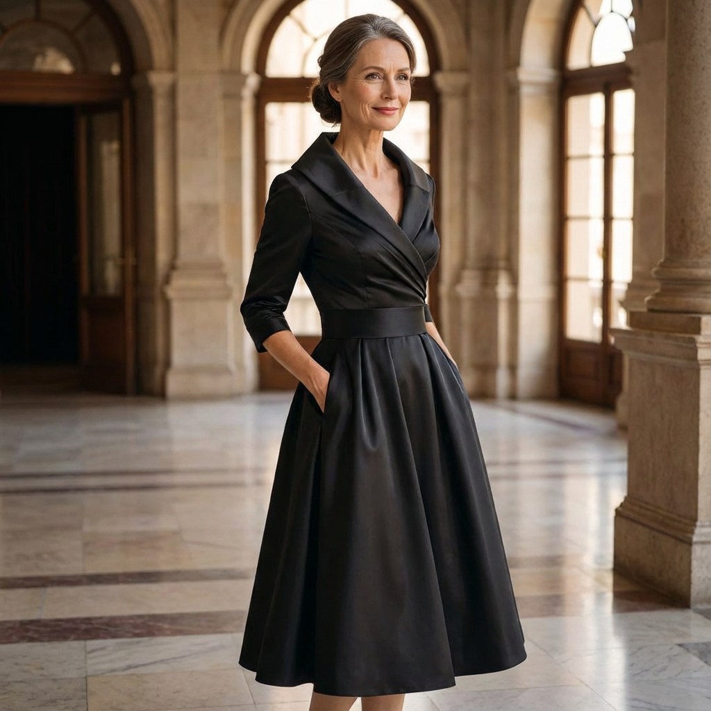 Elegantes Midi-Kleid mit dezenten Glanz für Damen