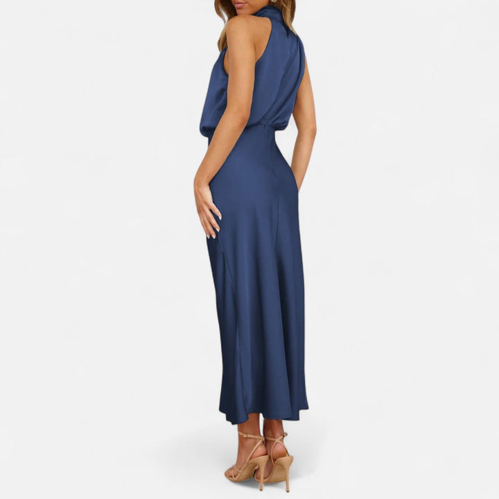 Elegantes ärmelloses langes Satin-Kleid für Damen