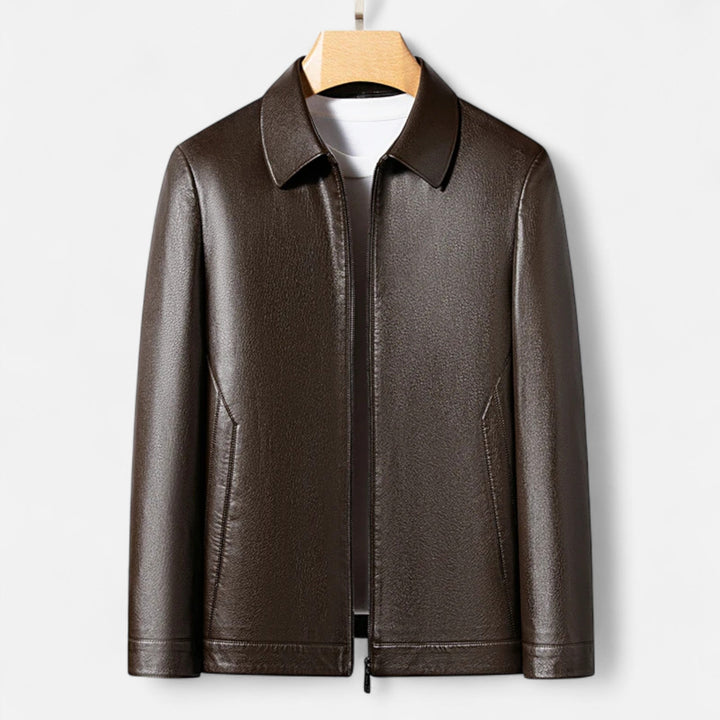 Elegante PU-Leder Herren Jacke mit Stehkragen