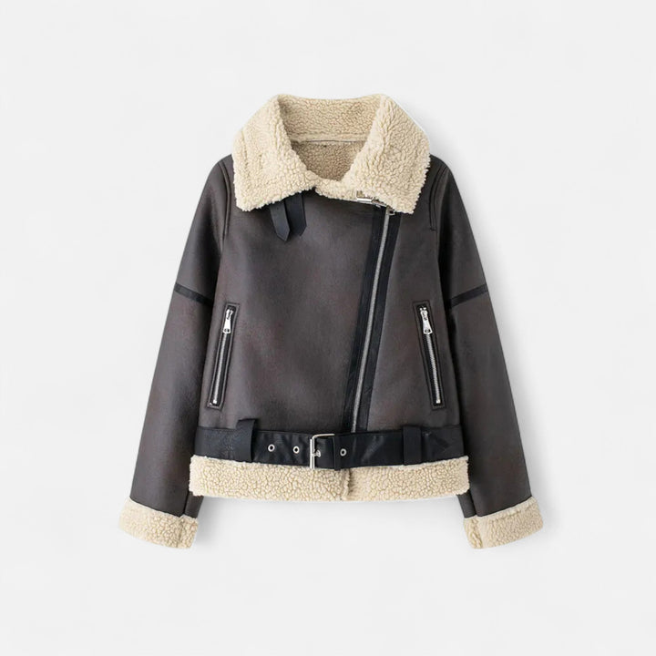 Elegante taillierte Damen Wildleder-Lederjacke