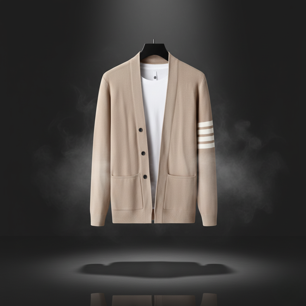 Herren Strick-Cardigan mit Knopfleiste und Fronttaschen - Klassisch Elegant