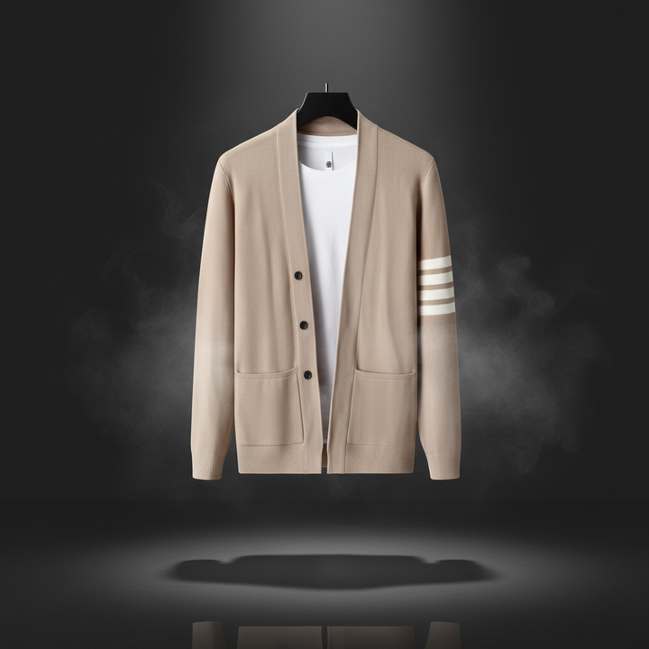 Herren Strick-Cardigan mit Knopfleiste und Fronttaschen - Klassisch Elegant