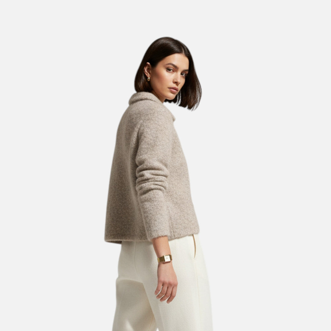 Elegante Strick Cardigan mit Blüten Knöpfen für Damen