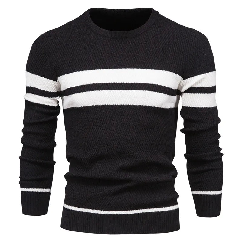 Patchwork Herren Strickpullover Langarm
