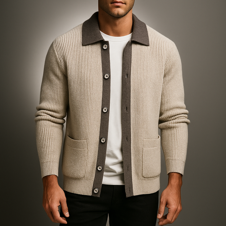 Klassischer Herren Strick-Cardigan mit Knopfleiste für Herbst und Winter