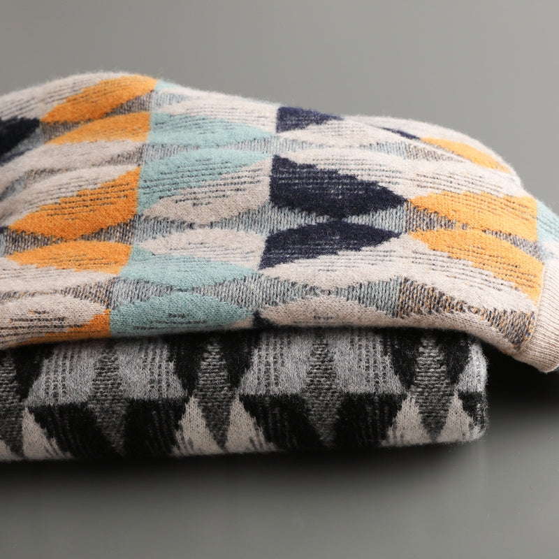 Geometrischer Strick-Pullover Herren mit Alpine-Muster