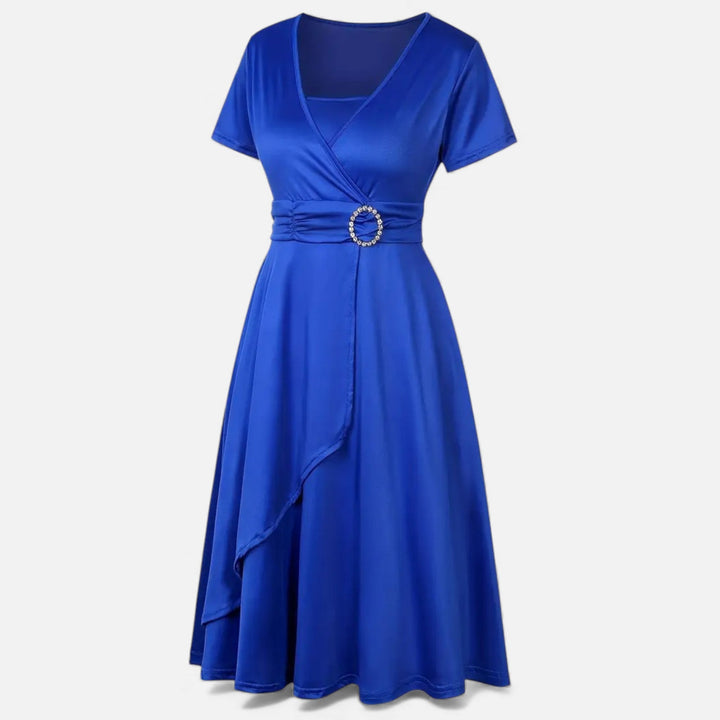 Elegantes Strass V-Ausschnitt Asymmetrisches Damen Abendkleid