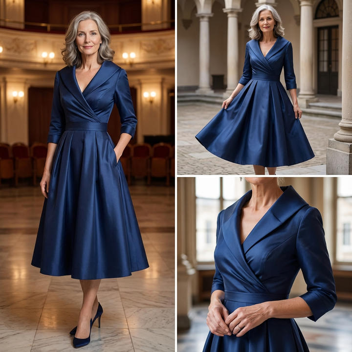 Elegantes Midi-Kleid mit dezenten Glanz für Damen