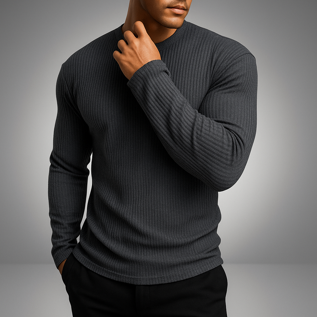 Gerippter Strickpullover Herren - Moderne Essential-Knit mit Vertikaler Rippenstruktur