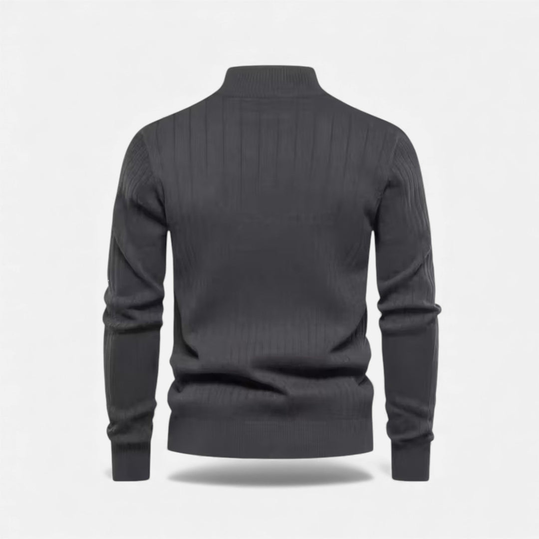 Warmer Minimalistischer Herren Strickpullover mit Reißverschluss