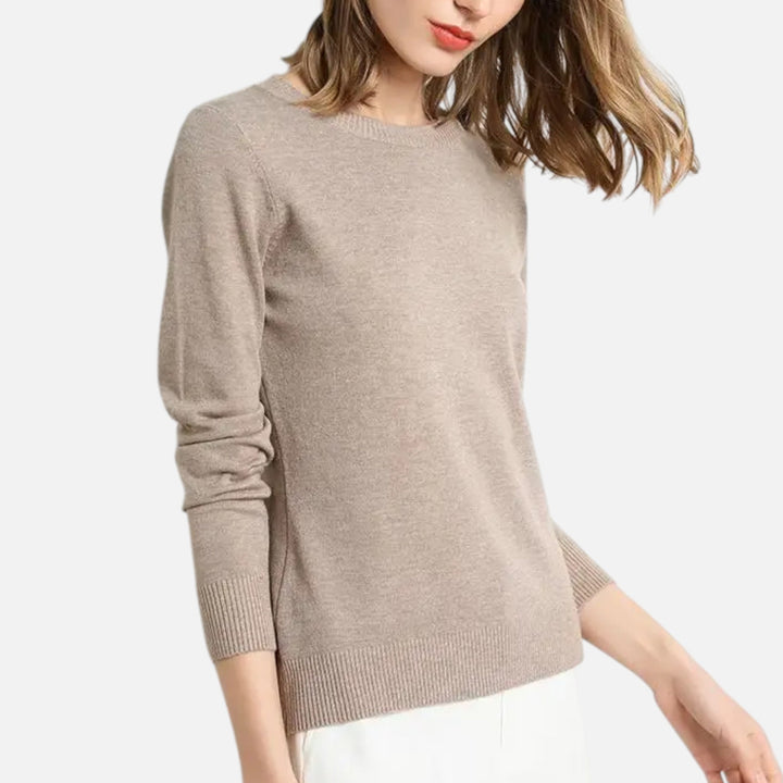 Leichter Merino-Wolle Rundhals Pullover für Damen