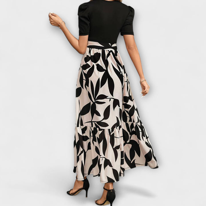 Damen Sommerkleid mit Blumenmuster - Rundhalsausschnitt und Kurzarm