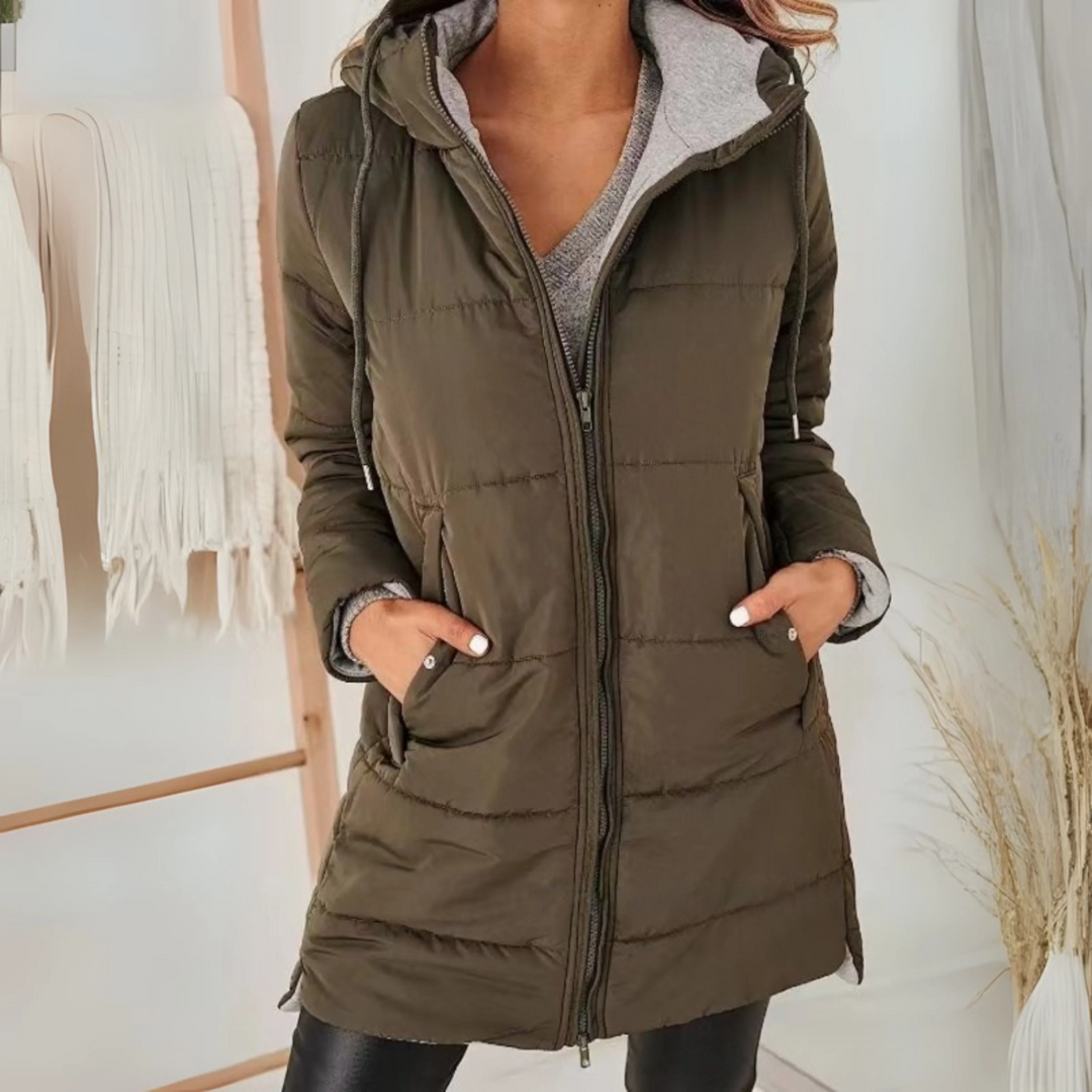 Warme Damen Daunenjacke mit Kapuze - Pufferjacke für Winter