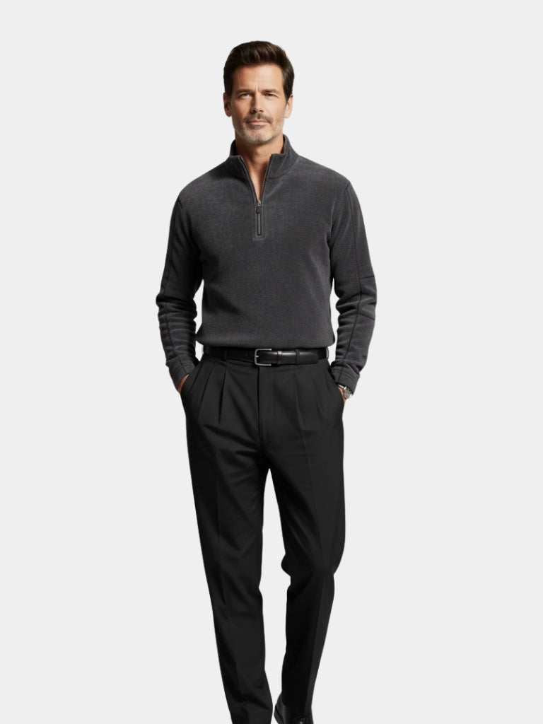 Herren Quarter-Zip Pullover - Luxuriöser Troyer mit Stehkragen