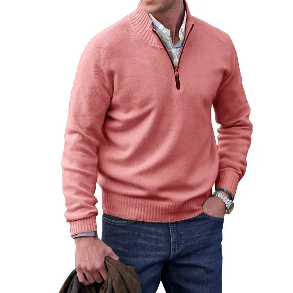Herren Kaschmir Pullover mit Reißverschluss - Eleganter Strick-Pullover